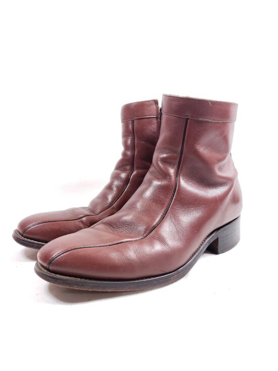Vintage Mens Size 8.5 D/B Brown Leather Ankle Boots With Side Zippers main image 9